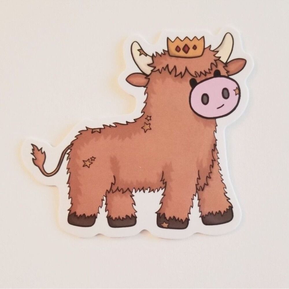 Highland Cow Sticker Cow with crown